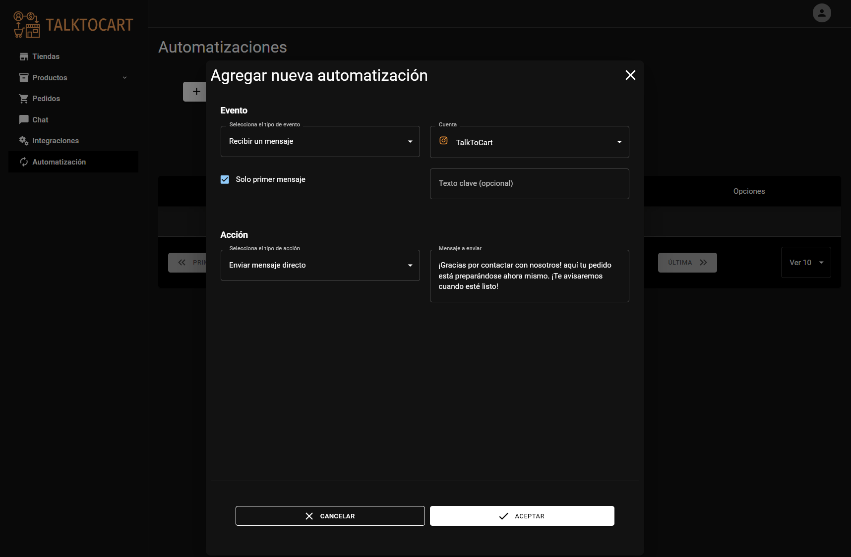 Automatizaciones con palabras clave